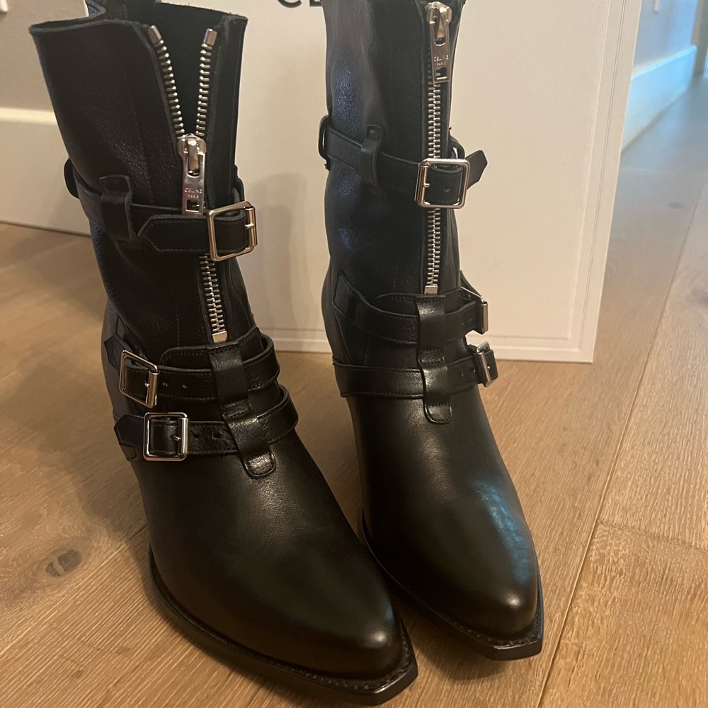 Celine Berlin leather buckled booties size 37 - Picture 2 of 5